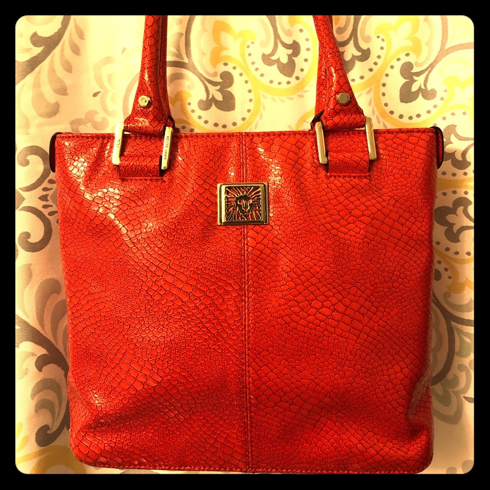 Anne Klein Orange  faux snakeskin Purse